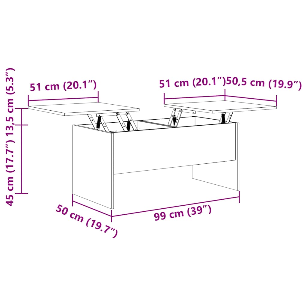 Couchtisch Braun Eichen-Optik 102x50,5x46,5 cm Holzwerkstoff