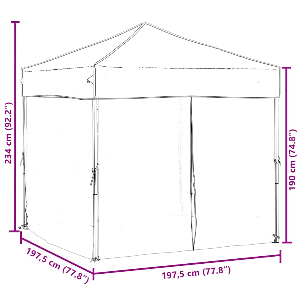 Partyzelt Faltbar mit Seitenwänden Creme 2x2 m