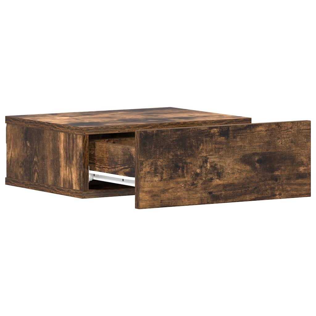 Hängender Nachttisch 2Stk Räuchereiche 40x30x15cm Holzwerkstoff