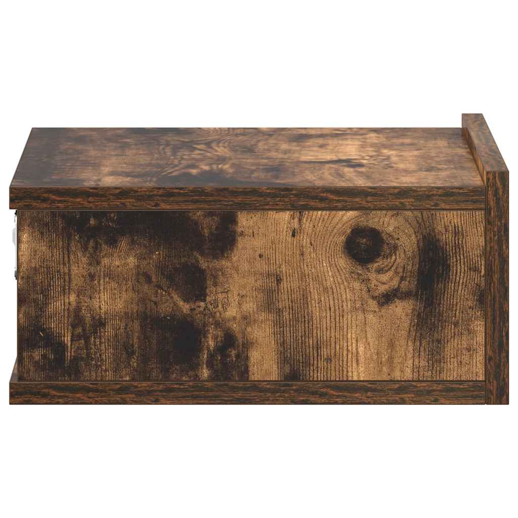 Hängender Nachttisch 2Stk Räuchereiche 40x30x15cm Holzwerkstoff