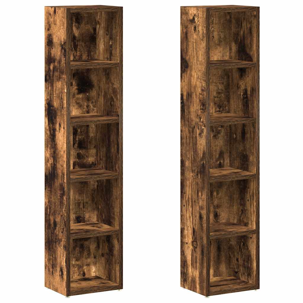 CD-Regale 2 Stk. Räuchereiche 21x16x93,5 cm Holzwerkstoff