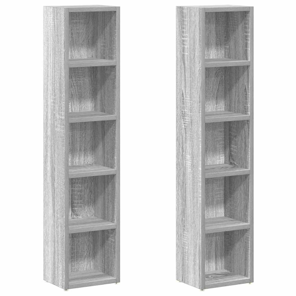 CD-Regale 2 Stk. Grau Sonoma 21x16x93,5 cm Holzwerkstoff