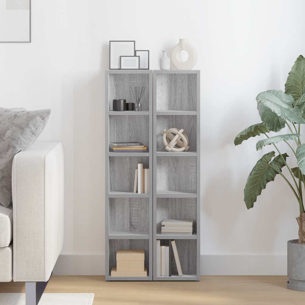 CD-Regale 2 Stk. Grau Sonoma 21x16x93,5 cm Holzwerkstoff