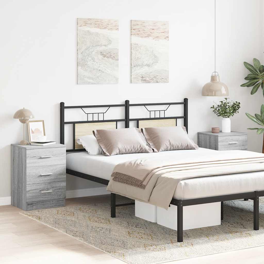 Nachttische 2 Stk. Grau Sonoma 38x35x56 cm Holzwerkstoff