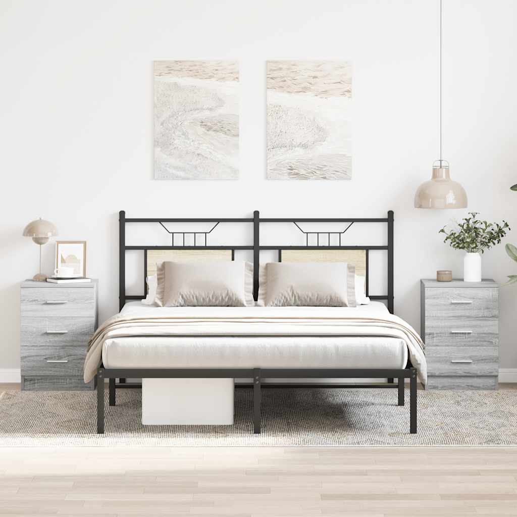 Nachttische 2 Stk. Grau Sonoma 38x35x56 cm Holzwerkstoff