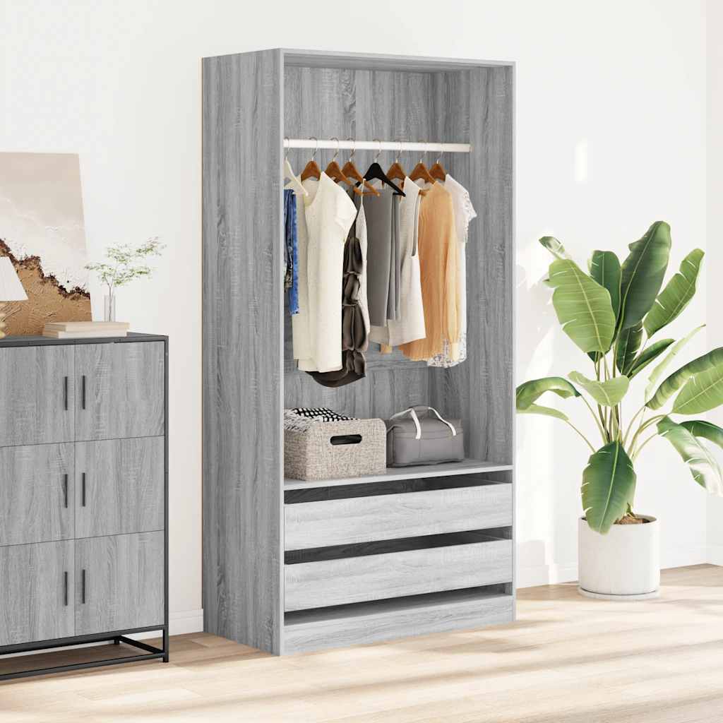Kleiderschrank Grau Sonoma 100x50x200 cm Holzwerkstoff