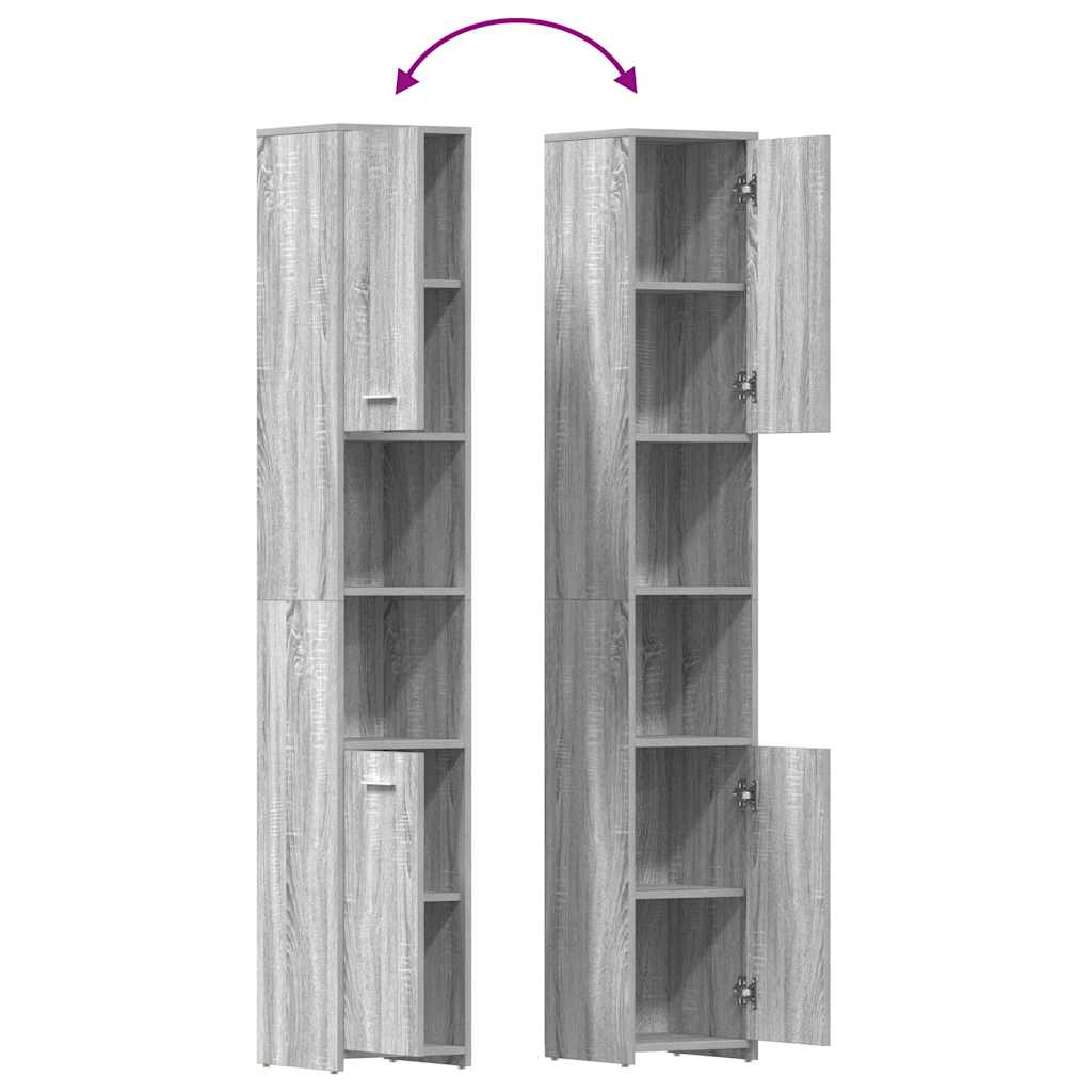 Badezimmerschrank Grau Sonoma 30x30x183,5 cm Holzwerkstoff