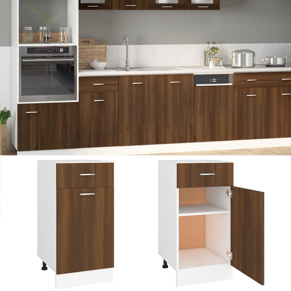 Unterschrank mit Schublade Lyon Braun Eichen-Optik 40x46x81,5 cm