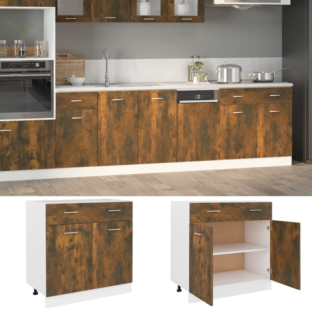 Unterschrank mit Schublade Lyon Räuchereiche 80x46x81,5 cm