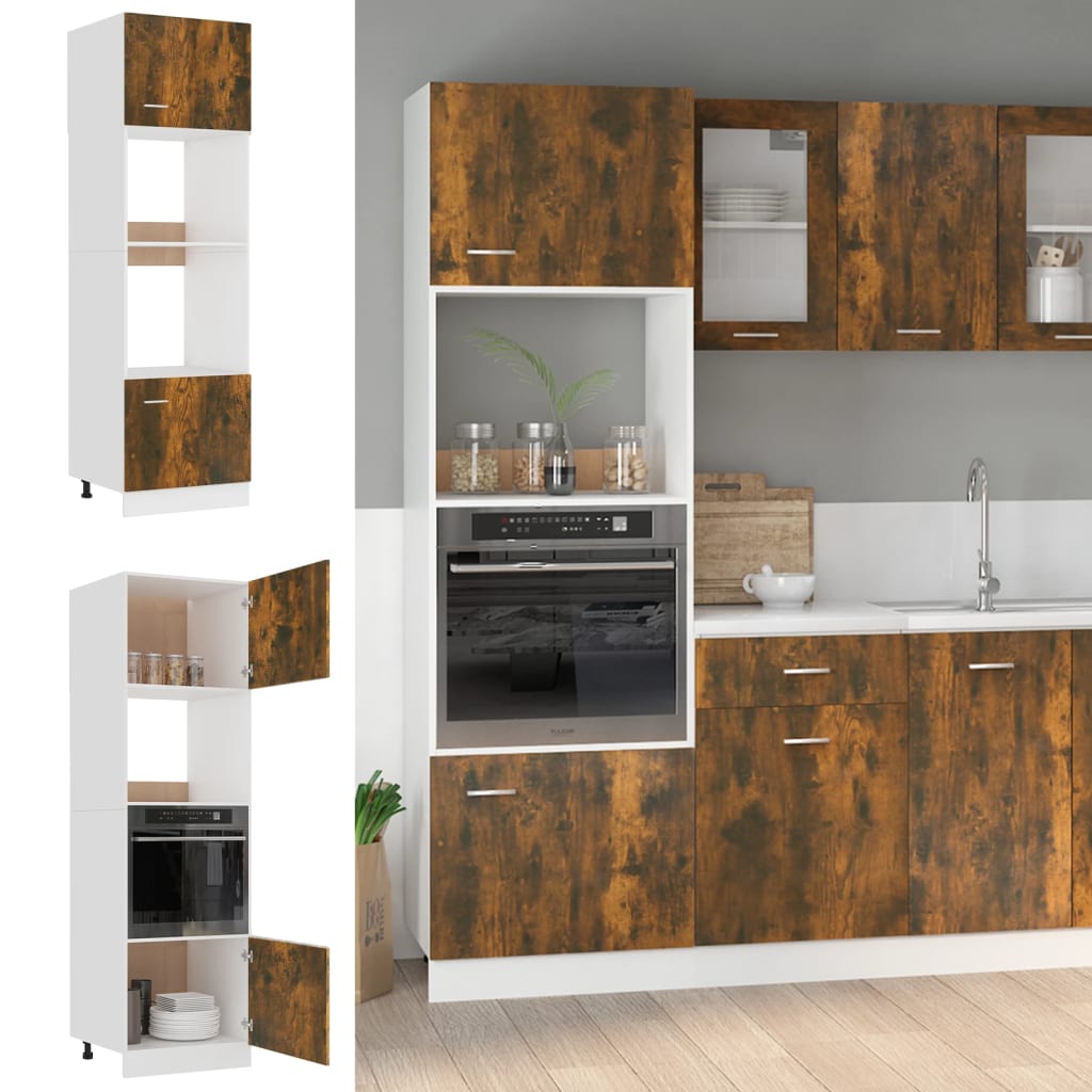 Mikrowellenumbauschrank Lyon Räuchereiche 60x57x207 cm Holzwerkstoff