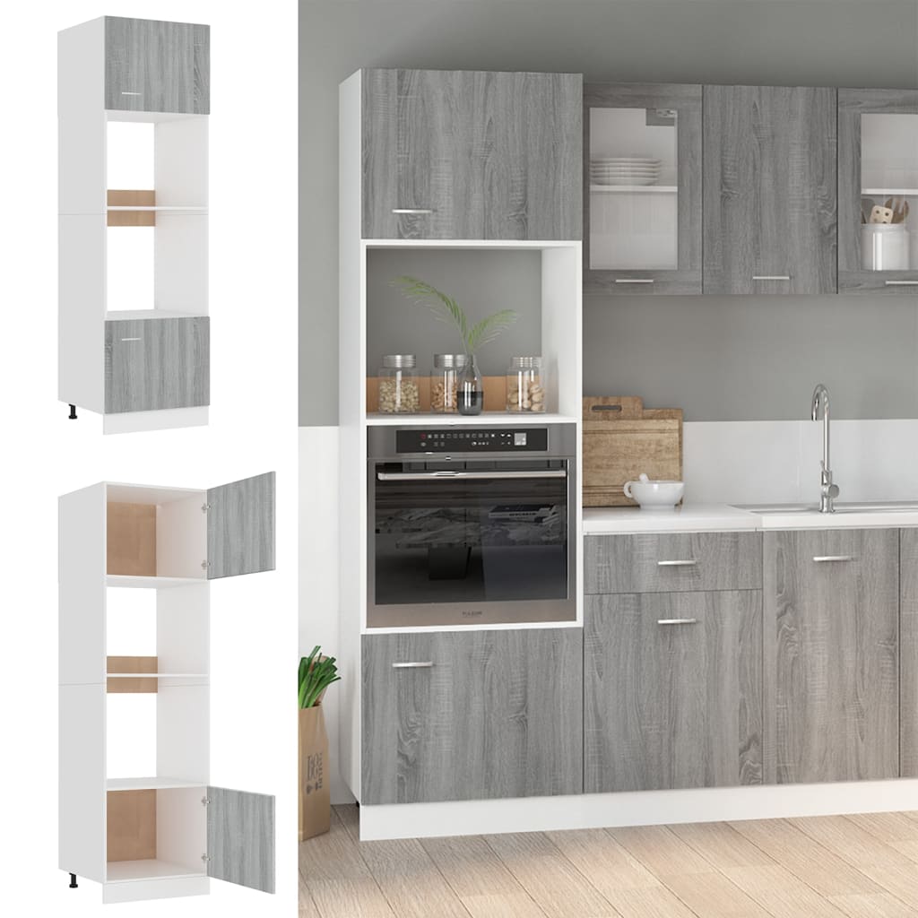 Mikrowellenumbauschrank Lyon Grau Sonoma 60x57x207 cm Holzwerkstoff