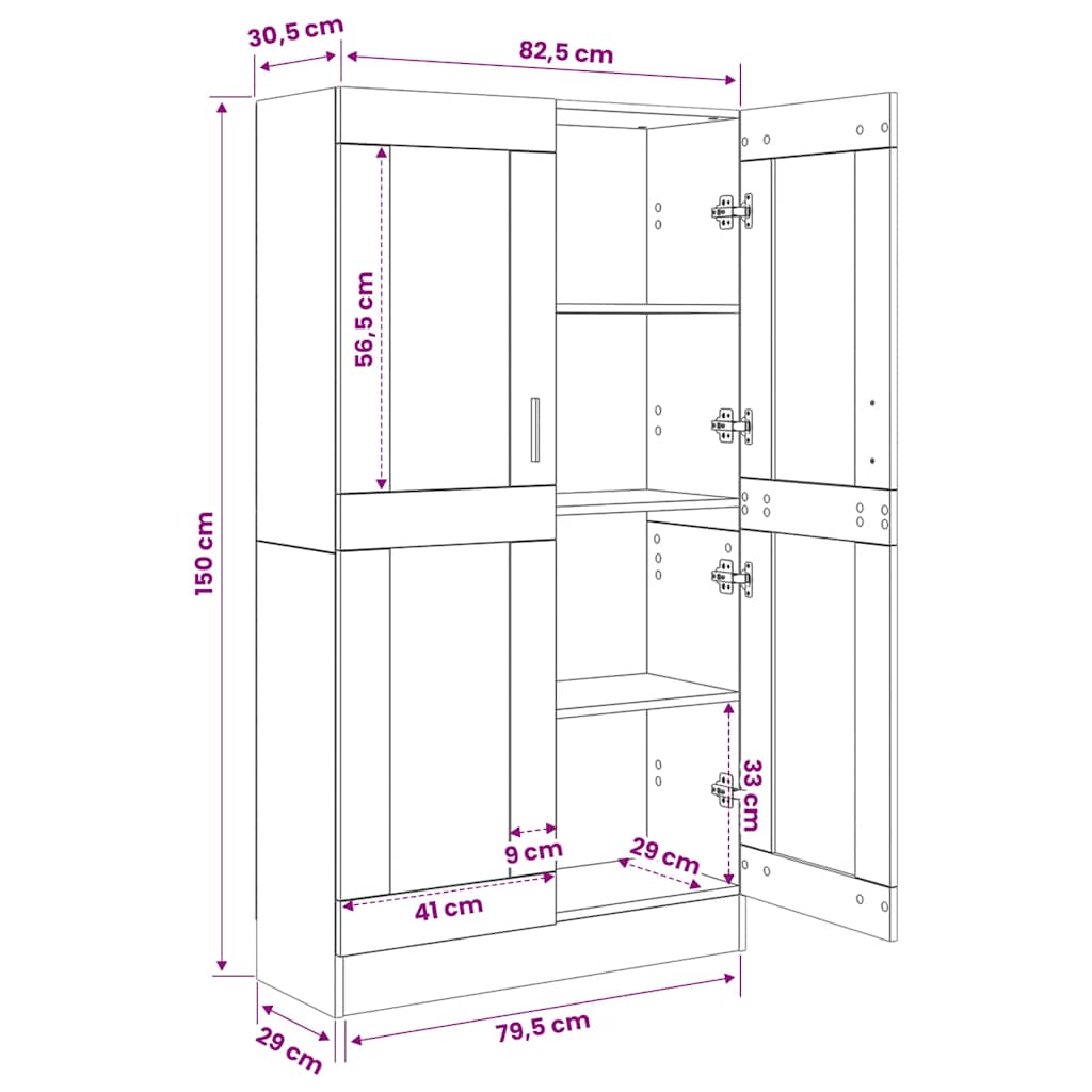 Bücherschrank Räuchereiche 82,5x30,5x150 cm Holzwerkstoff