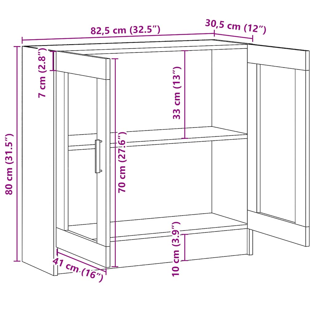Vitrinenschrank Räuchereiche 82,5x30,5x80 cm Holzwerkstoff