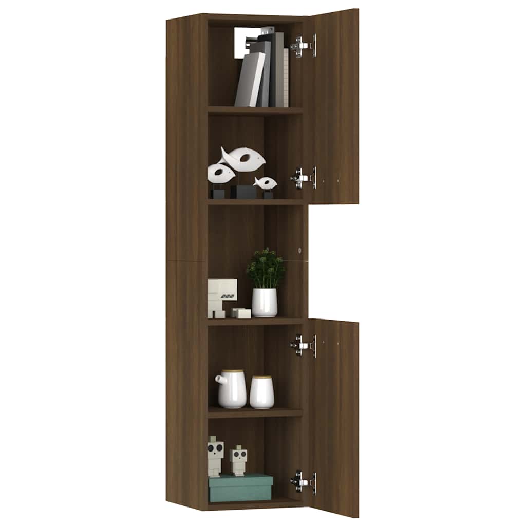Badezimmerschrank Braun Eichen-Optik 30x30x130 cm Holzwerkstoff