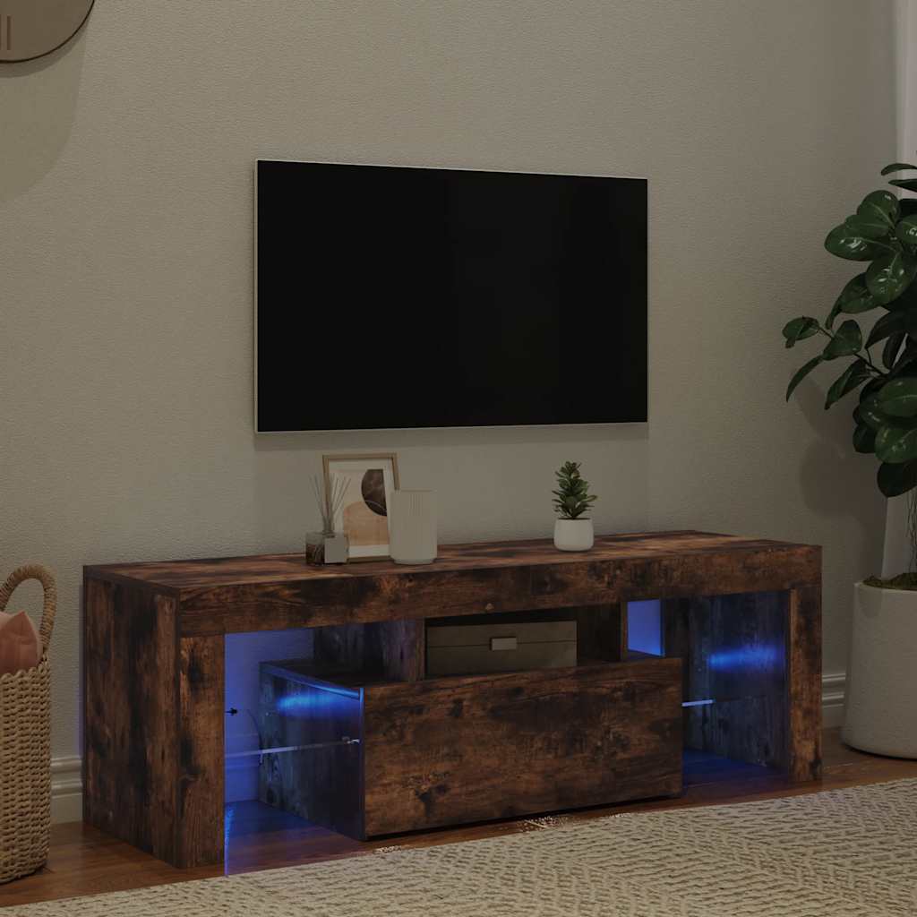 TV-Schrank mit LED-Leuchten Räuchereiche 120x35x40 cm
