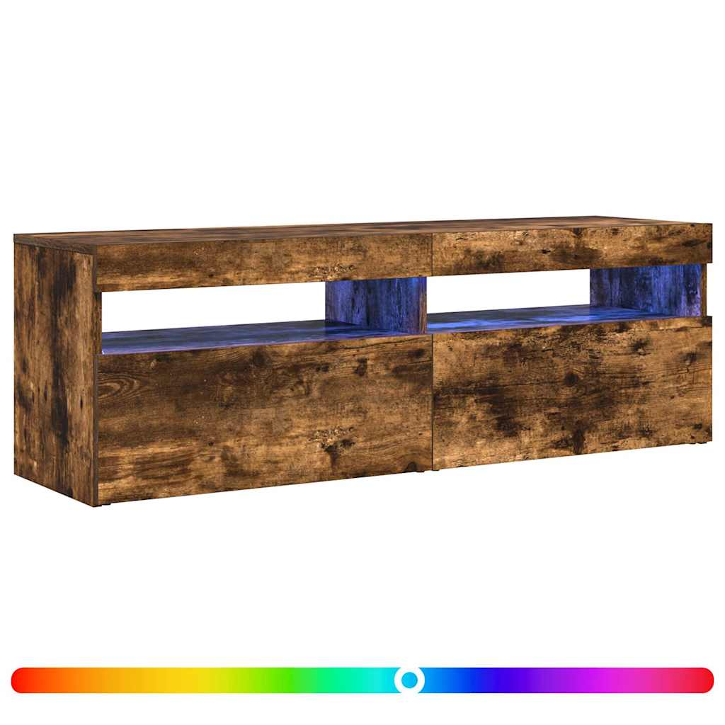 TV-Schrank mit LED-Leuchten Räuchereiche 120x35x40 cm