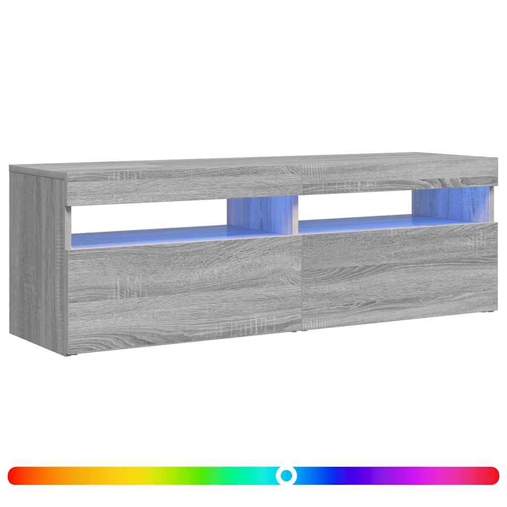 TV-Schrank mit LED-Leuchten Grau Sonoma 120x35x40 cm