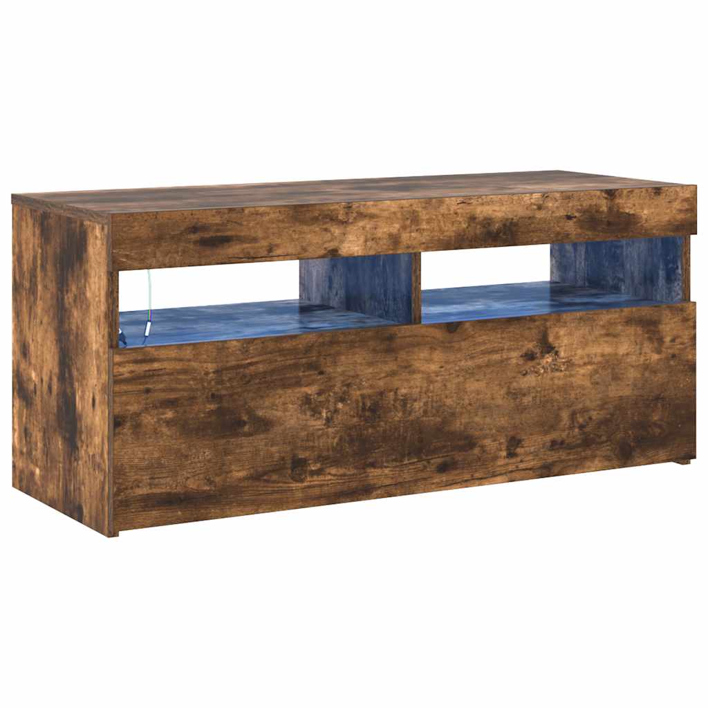 TV-Schrank mit LED-Leuchten Räuchereiche 90x35x40 cm