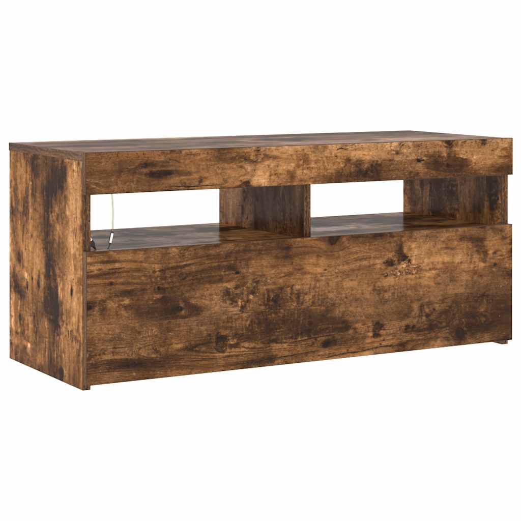 TV-Schrank mit LED-Leuchten Räuchereiche 90x35x40 cm