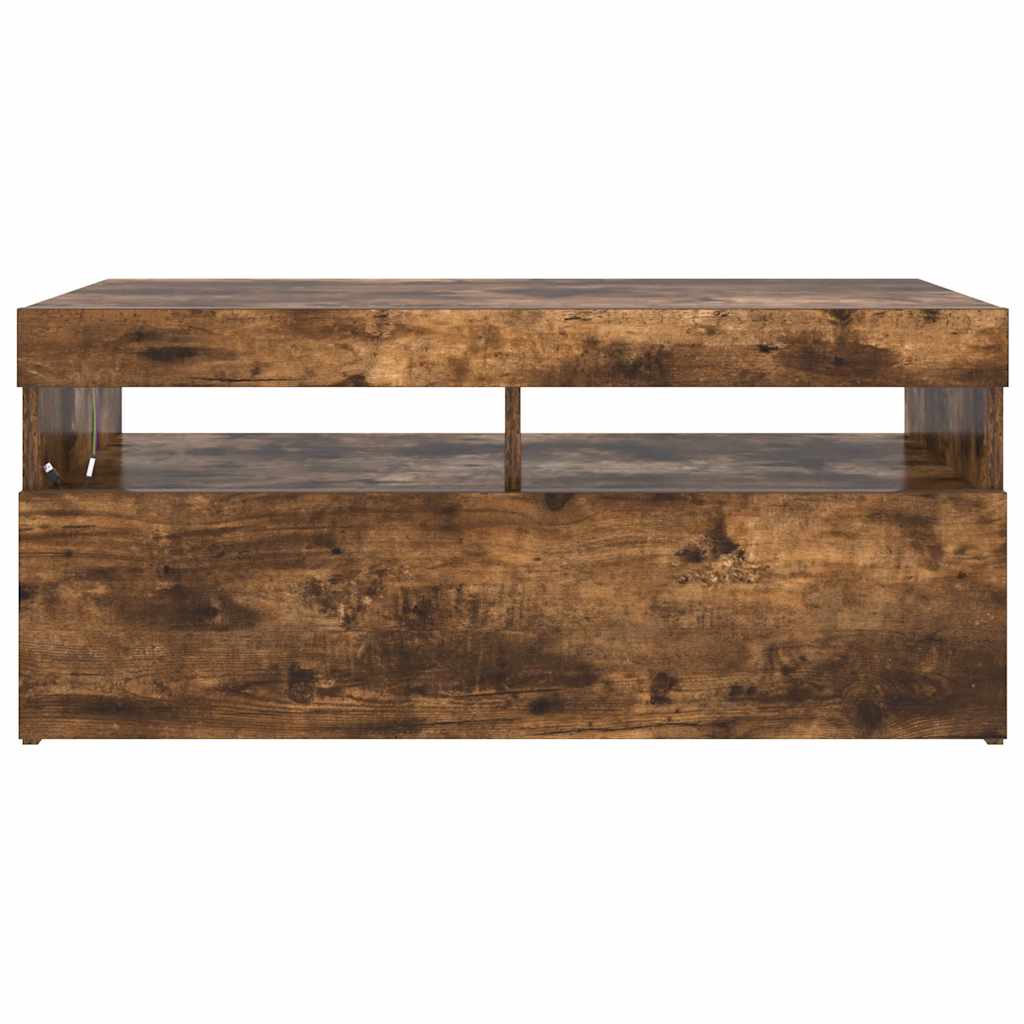 TV-Schrank mit LED-Leuchten Räuchereiche 90x35x40 cm