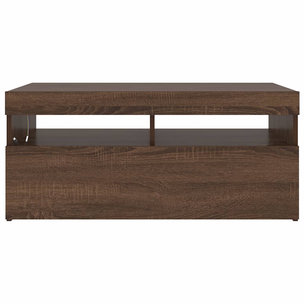 TV-Schrank mit LED-Leuchten Braun Eichen-Optik 90x35x40 cm