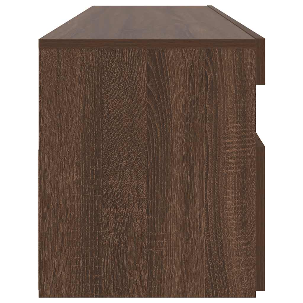 TV-Schrank mit LED-Leuchten Braun Eichen-Optik 90x35x40 cm