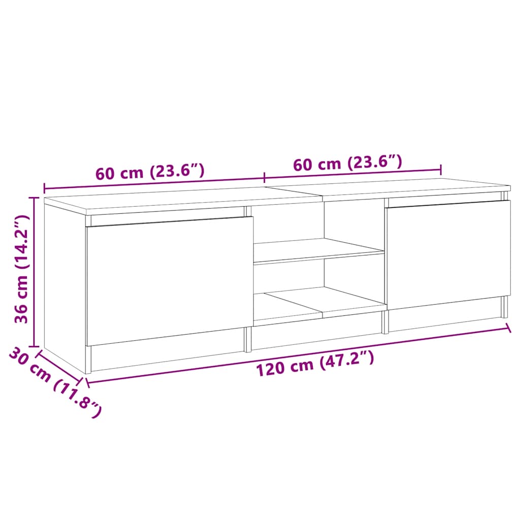 TV-Schrank mit LED-Leuchten Räuchereiche 120x30x36 cm