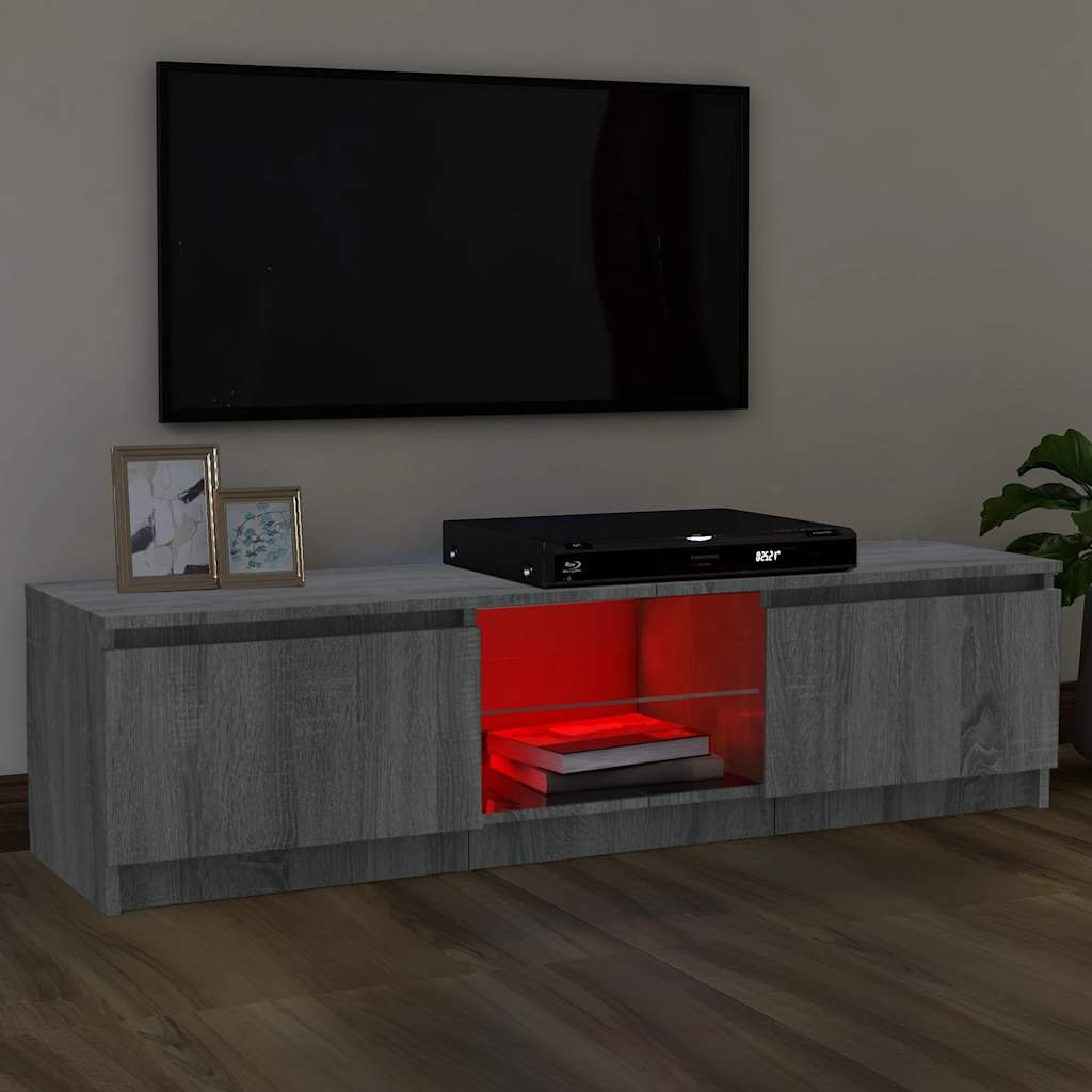 TV-Schrank mit LED-Leuchten Grau Sonoma 120x30x36 cm