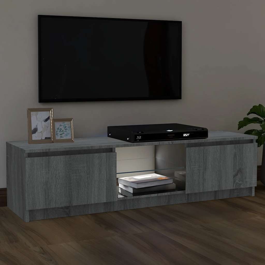 TV-Schrank mit LED-Leuchten Grau Sonoma 120x30x36 cm