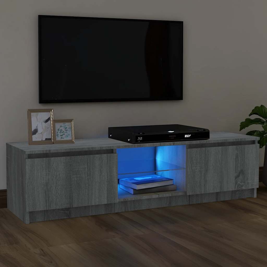 TV-Schrank mit LED-Leuchten Grau Sonoma 120x30x36 cm