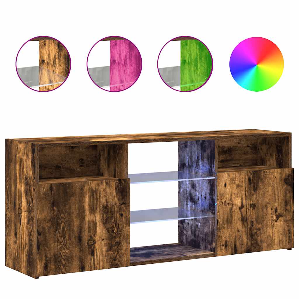 TV-Schrank mit LED-Leuchten Räuchereiche 120x30x50 cm