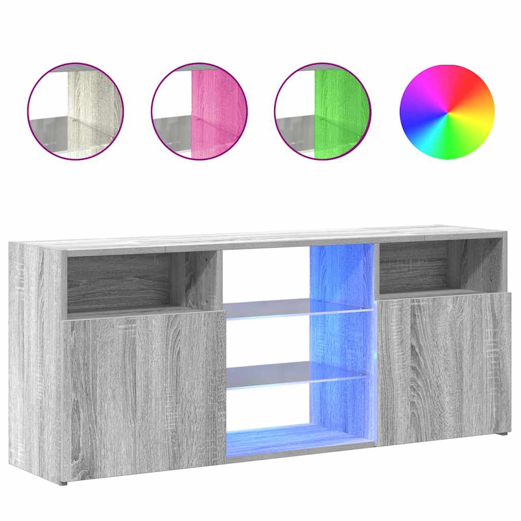 TV-Schrank mit LED-Leuchten Grau Sonoma 120x30x50 cm