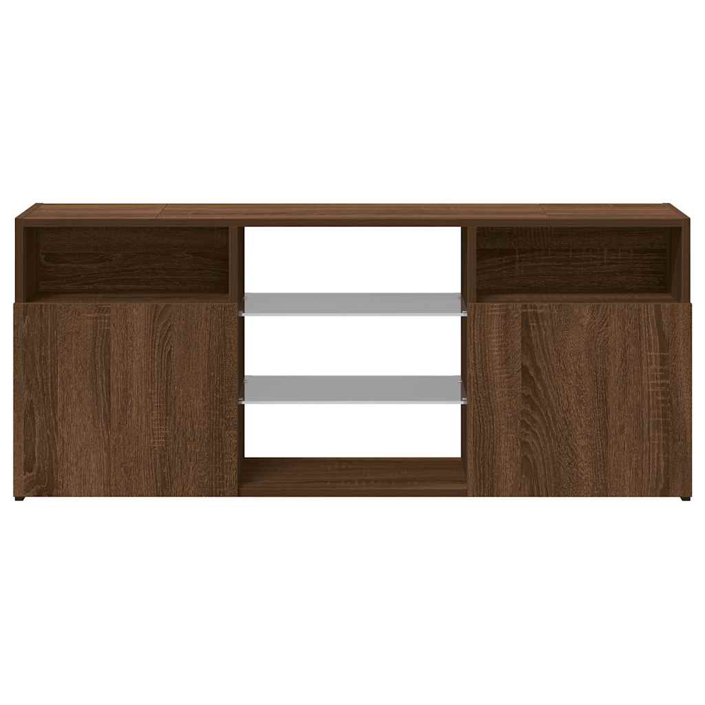 TV-Schrank mit LED-Leuchten Braun Eichen-Optik 120x30x50 cm