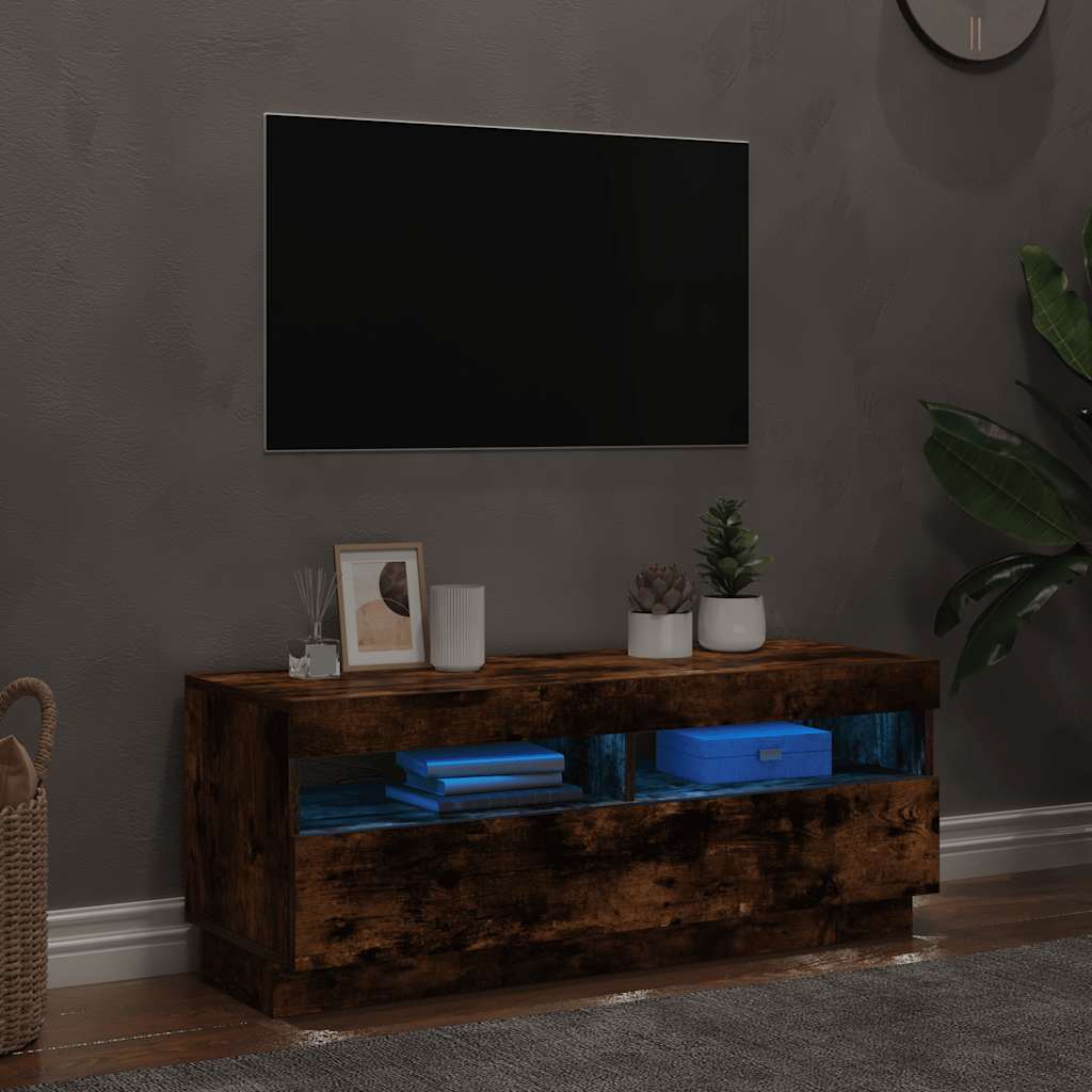 TV-Schrank mit LED-Leuchten Räuchereiche 100x35x40 cm