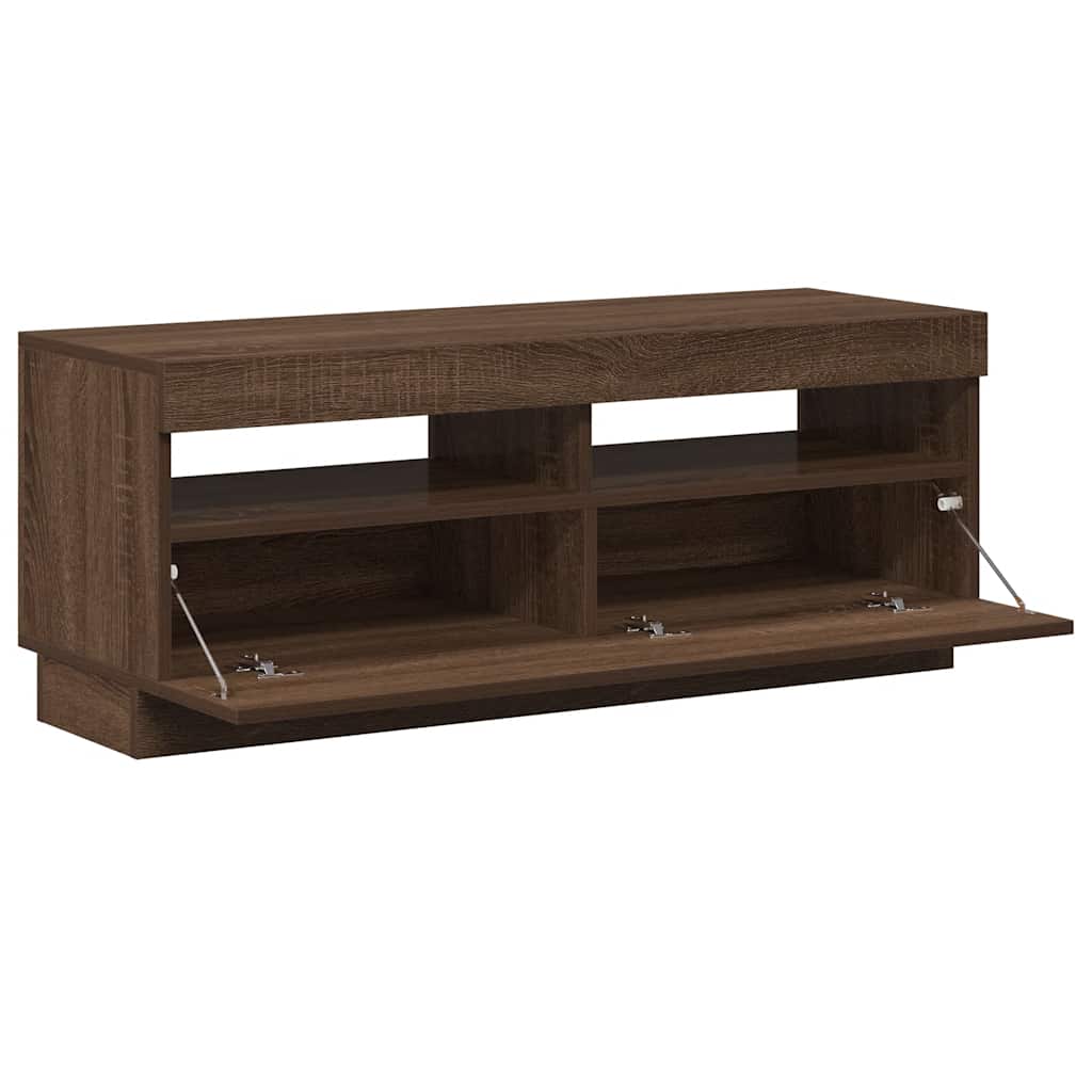 TV-Schrank mit LED-Leuchten Braun Eichen-Optik 100x35x40 cm