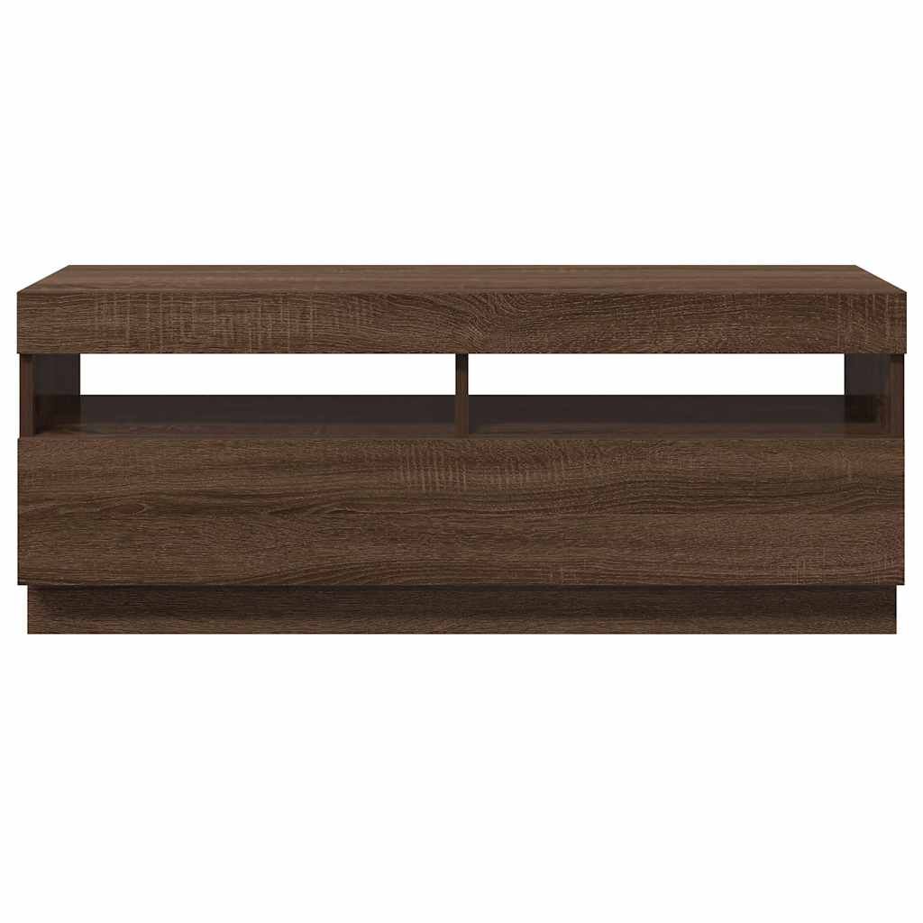 TV-Schrank mit LED-Leuchten Braun Eichen-Optik 100x35x40 cm