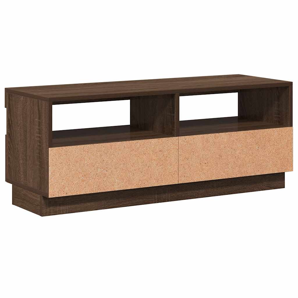 TV-Schrank mit LED-Leuchten Braun Eichen-Optik 100x35x40 cm