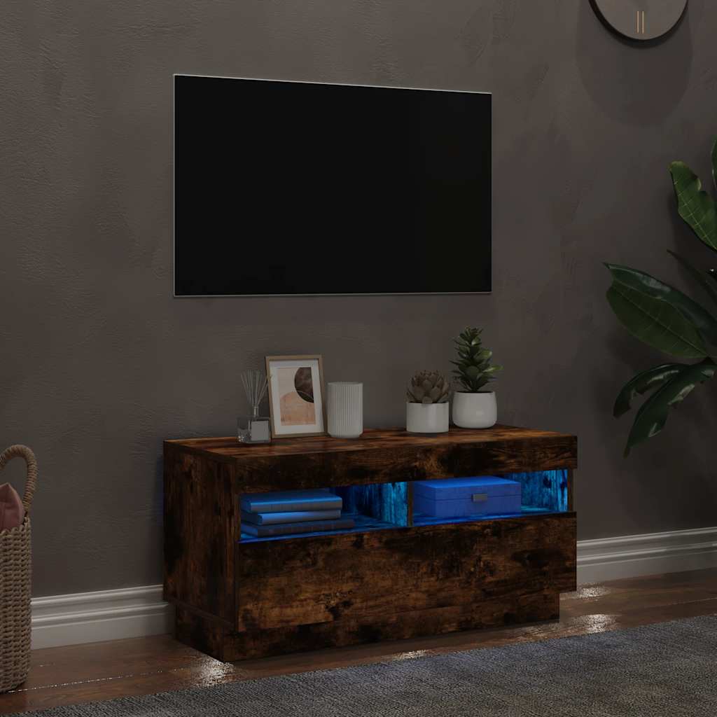 TV-Schrank mit LED-Leuchten Räuchereiche 80x35x40 cm