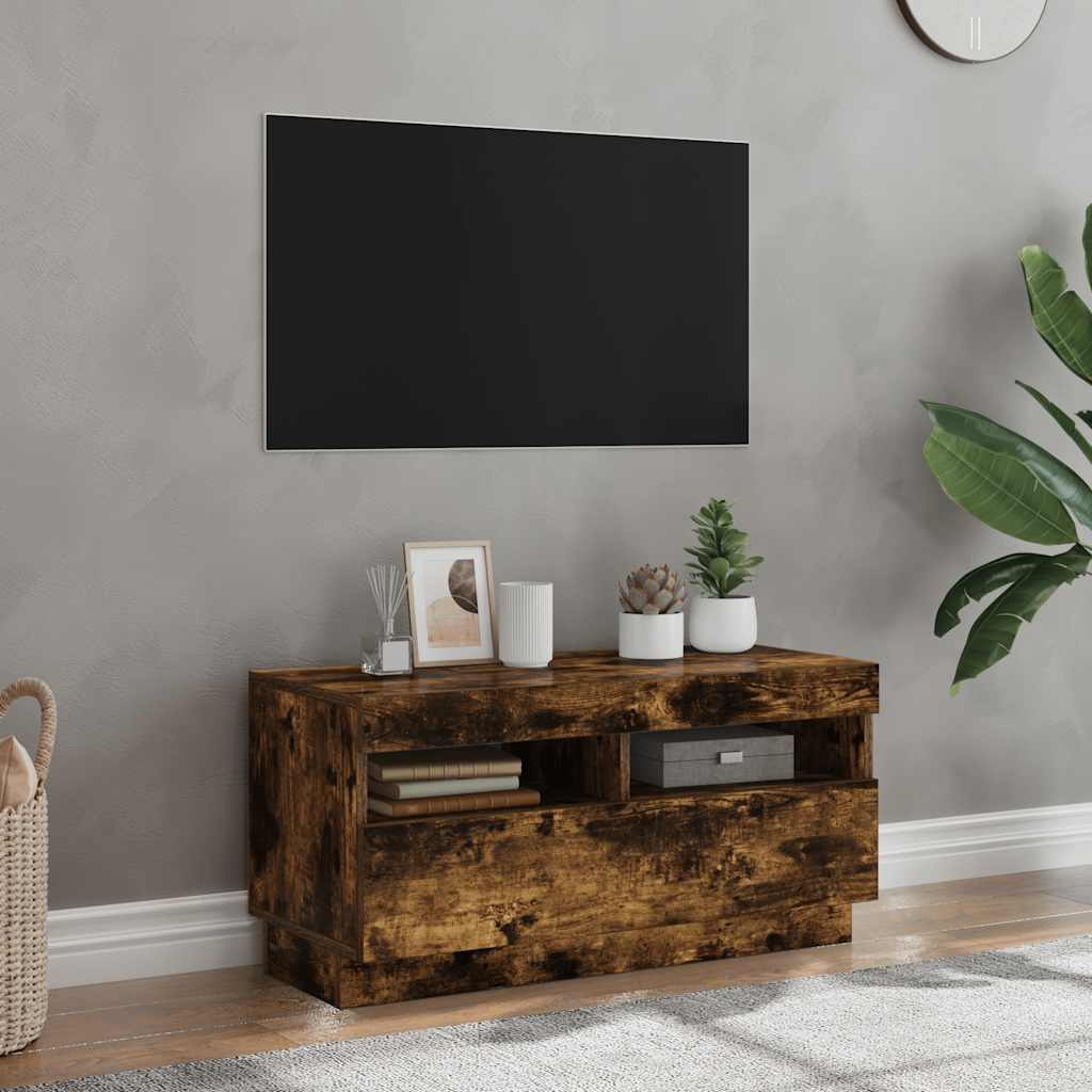 TV-Schrank mit LED-Leuchten Räuchereiche 80x35x40 cm