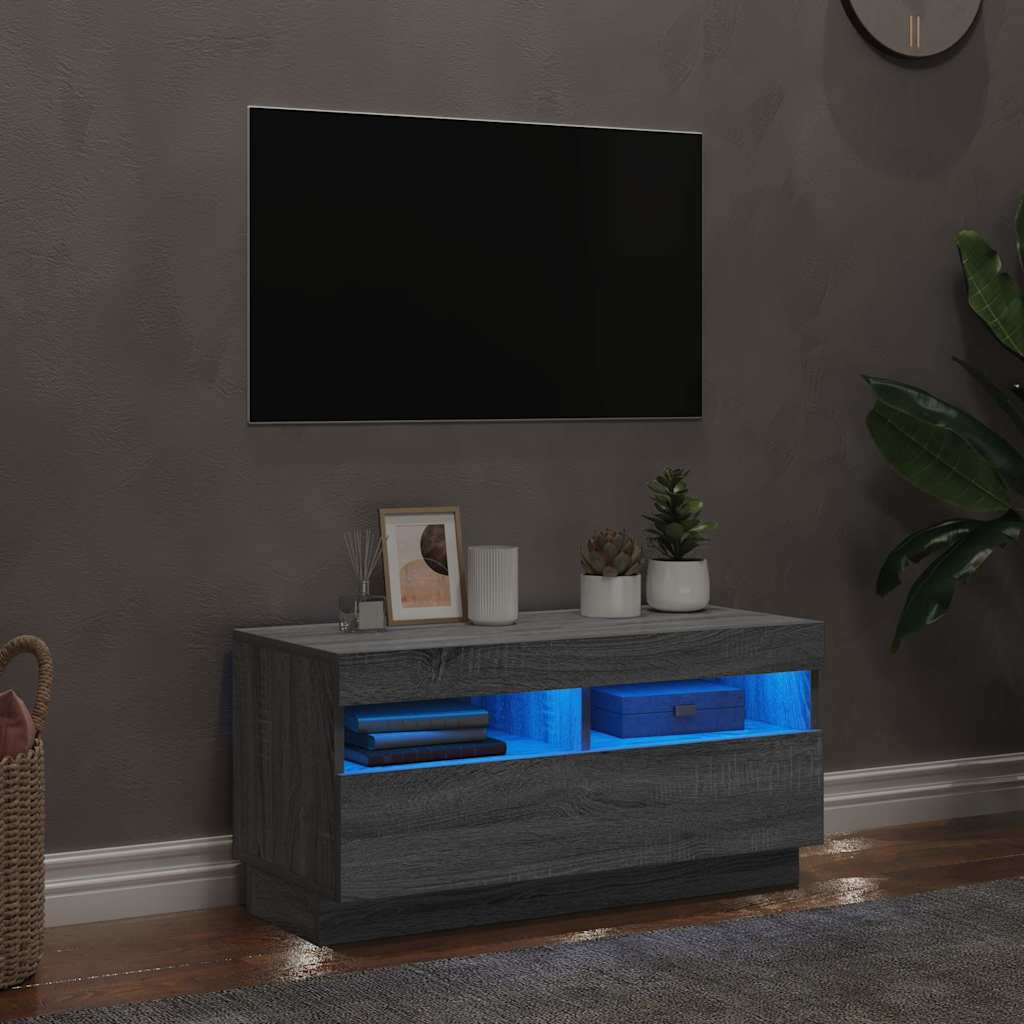 TV-Schrank mit LED-Leuchten Grau Sonoma 80x35x40 cm