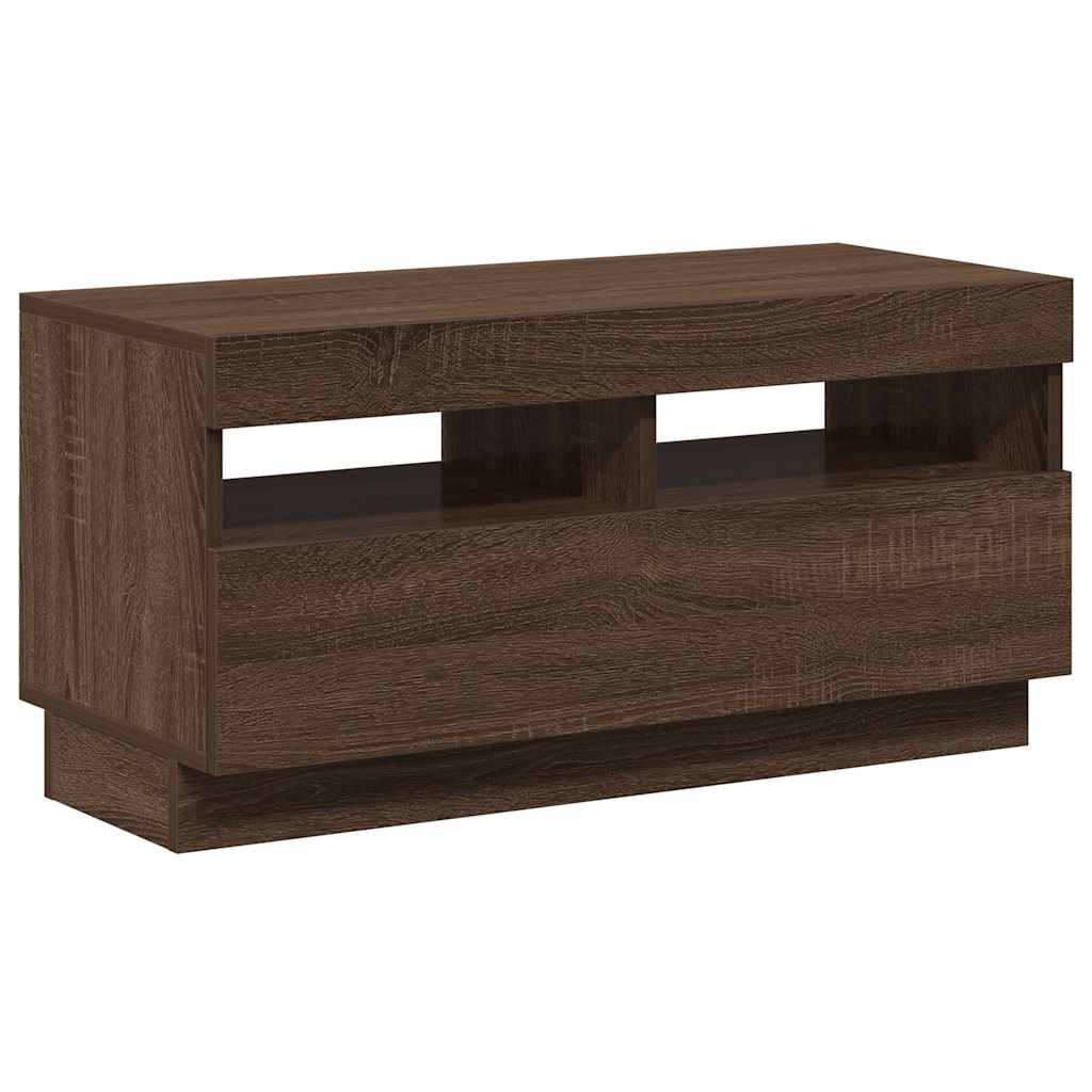 TV-Schrank mit LED-Leuchten Braun Eichen-Optik 80x35x40 cm