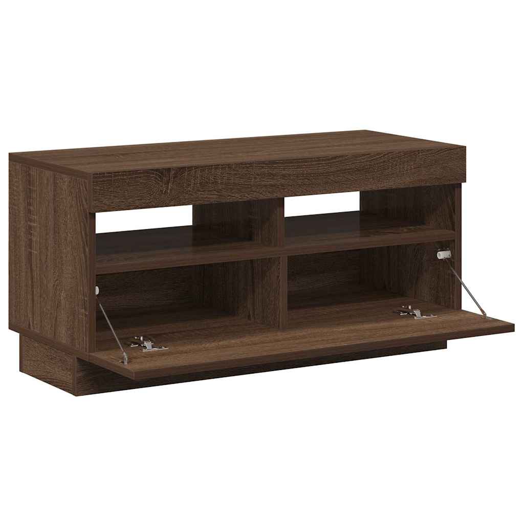 TV-Schrank mit LED-Leuchten Braun Eichen-Optik 80x35x40 cm