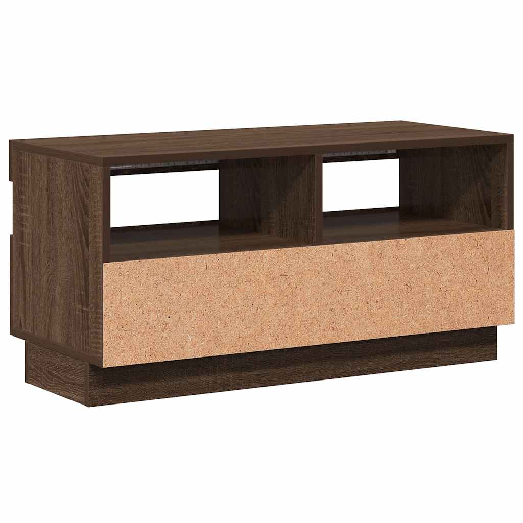 TV-Schrank mit LED-Leuchten Braun Eichen-Optik 80x35x40 cm