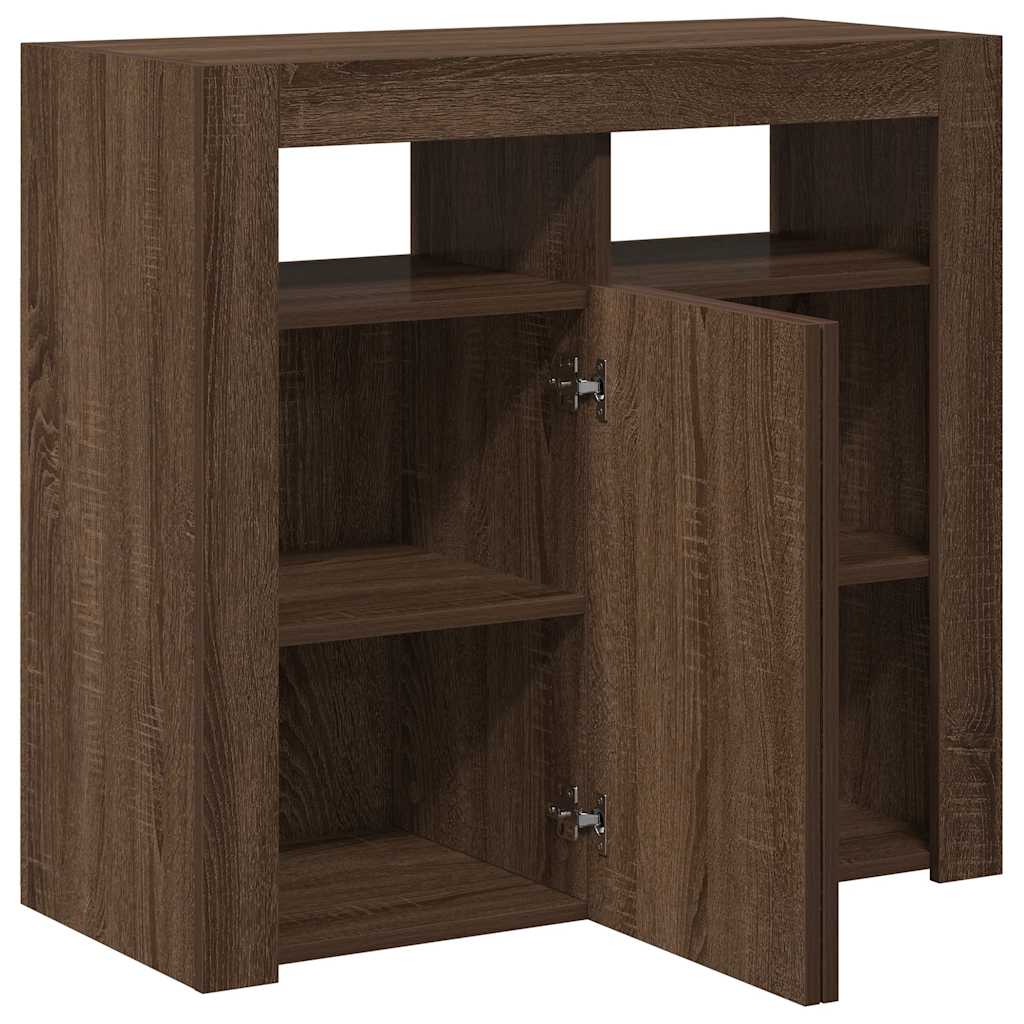 Sideboard mit LED-Beleuchtung Braun Eichen-Optik 80x35x75 cm