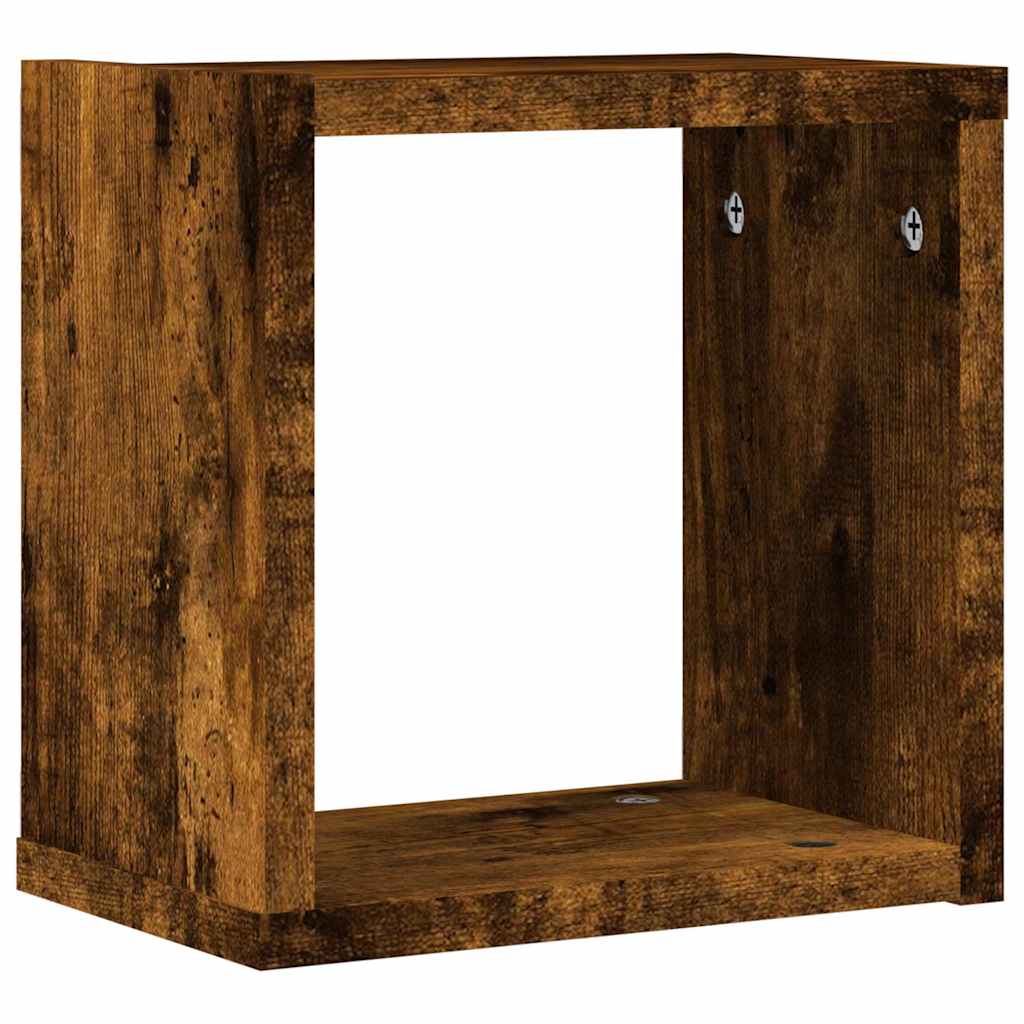 Wandregale mit Regal 2 pcs Geräucherte Eiche 26 x 15 x 26 cm
