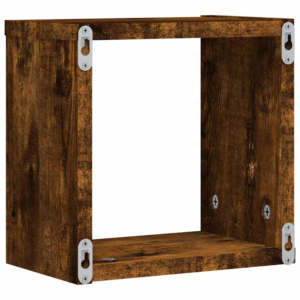 Wandregale mit Regal 2 pcs Geräucherte Eiche 26 x 15 x 26 cm