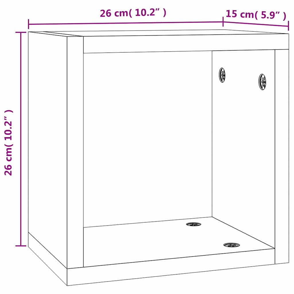 Wandregale mit Regal 2 pcs Geräucherte Eiche 26 x 15 x 26 cm
