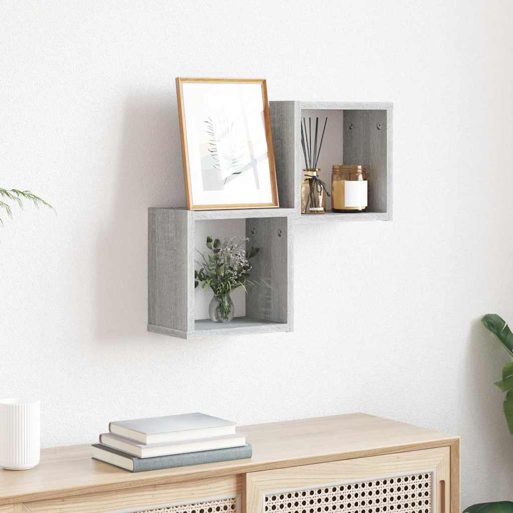 Wandregale 2 pcs Graues Sonoma 26 x 15 x 26 cm Holzwerkstoff