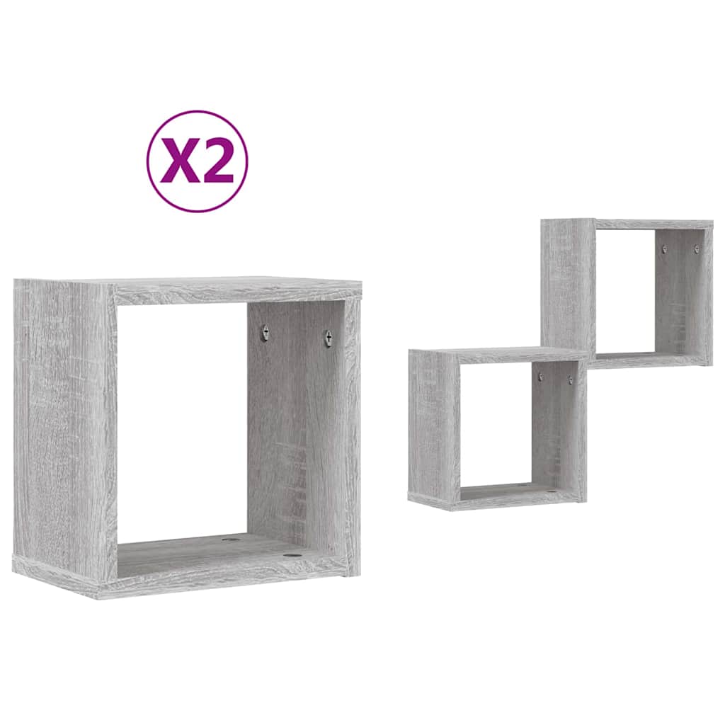 Wandregale 2 pcs Graues Sonoma 26 x 15 x 26 cm Holzwerkstoff