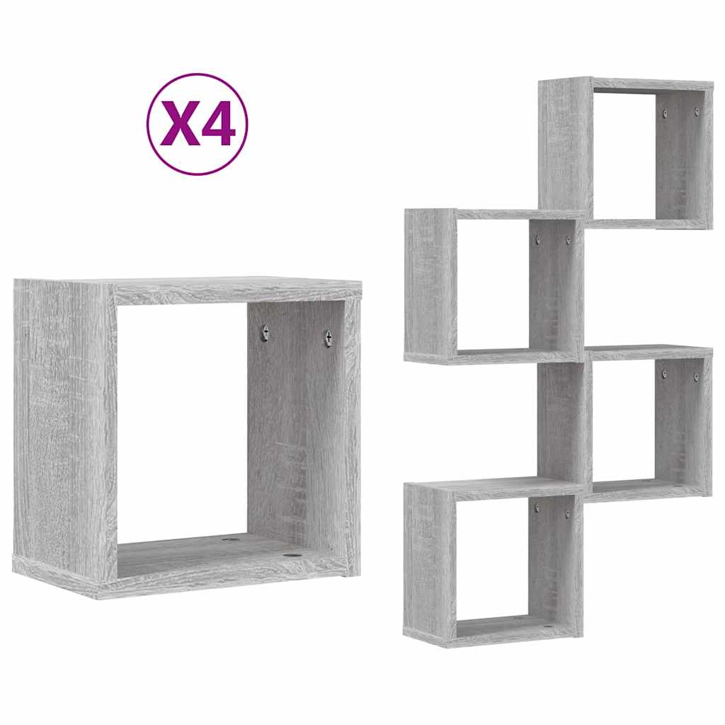 Wandregale 4 pcs Graues Sonoma 26 x 15 x 26 cm Holzwerkstoff